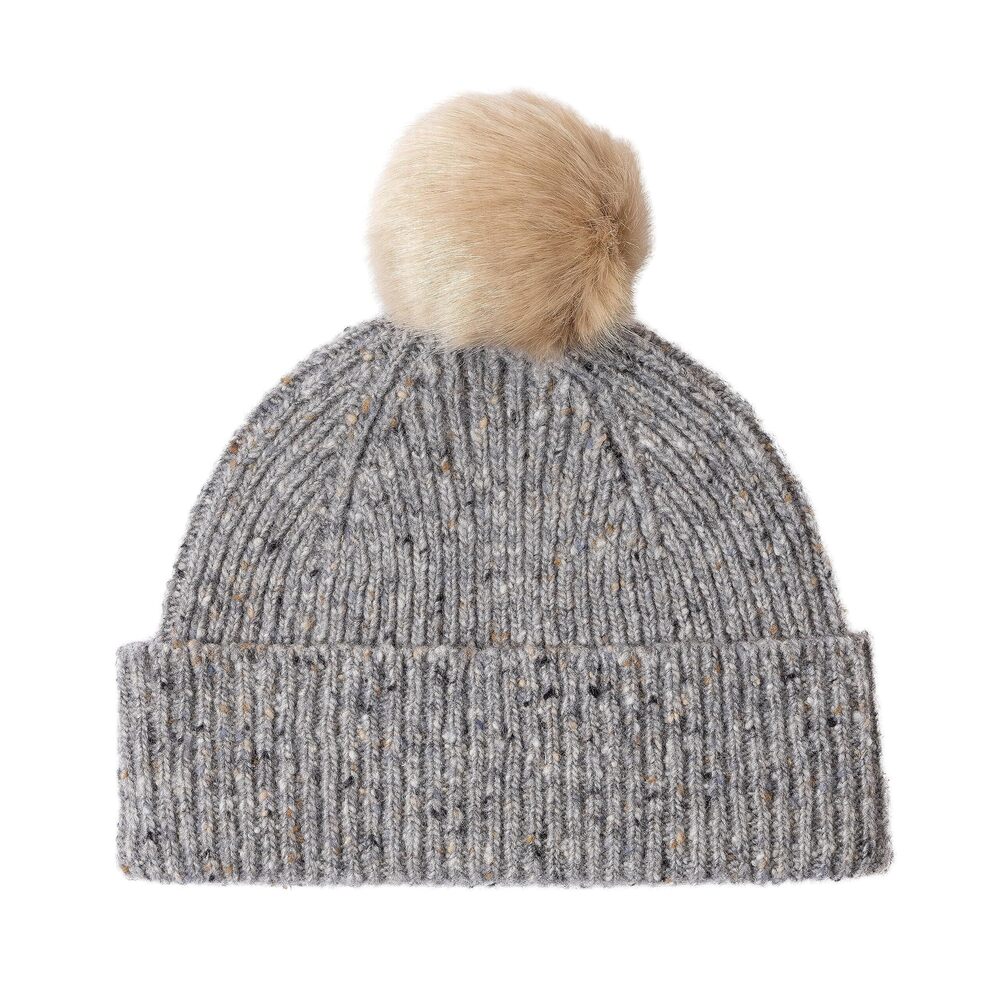 3583 PS by Paul Smith Donegal Pom Pom Beanie, Grey, One Size